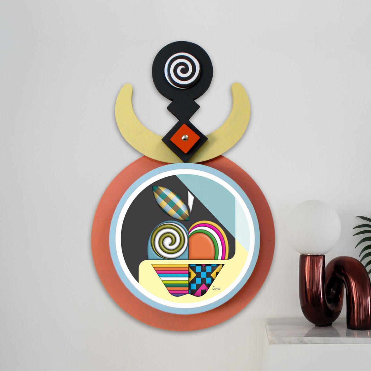 Urban And Pop Still Life Sculpture By Lanre Adefioye, 12 X 18", The Apple Of Inspiration, Original Artwork