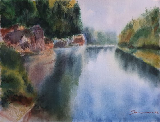 Riverbed / ORIGINAL WATERCOLOR PAINTING