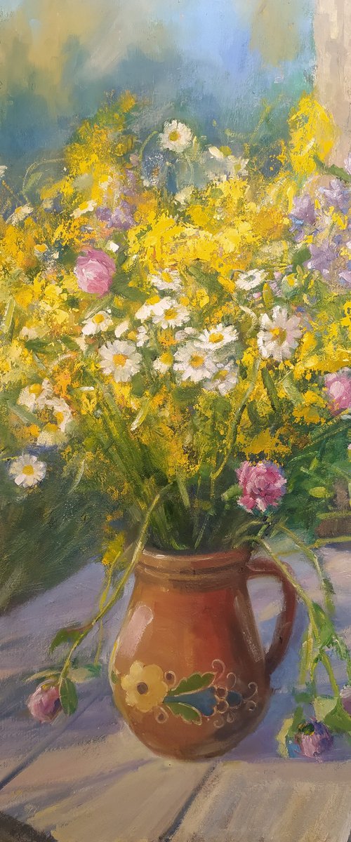 Summer bouquet on the bench by Valentina Andrukhova