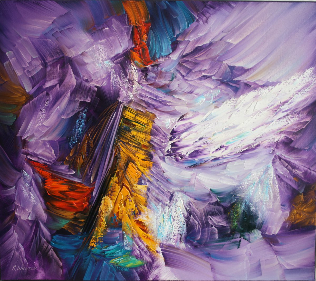 Abstract Oil Painting By Sergei Inkatov, 31 X 28", March, Original Artwork