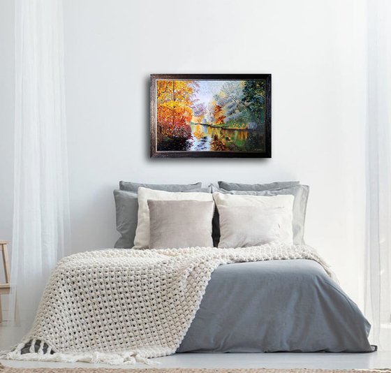 Park and pond in early autumn