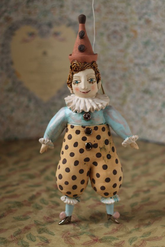 Pierrot with dotted pants, wall object by Elya Yalonetski