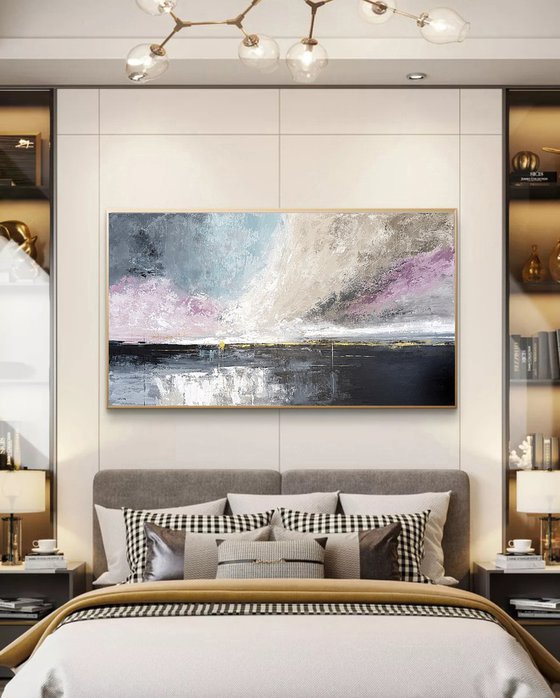 Golden Break of Dawn-blue pink wall art