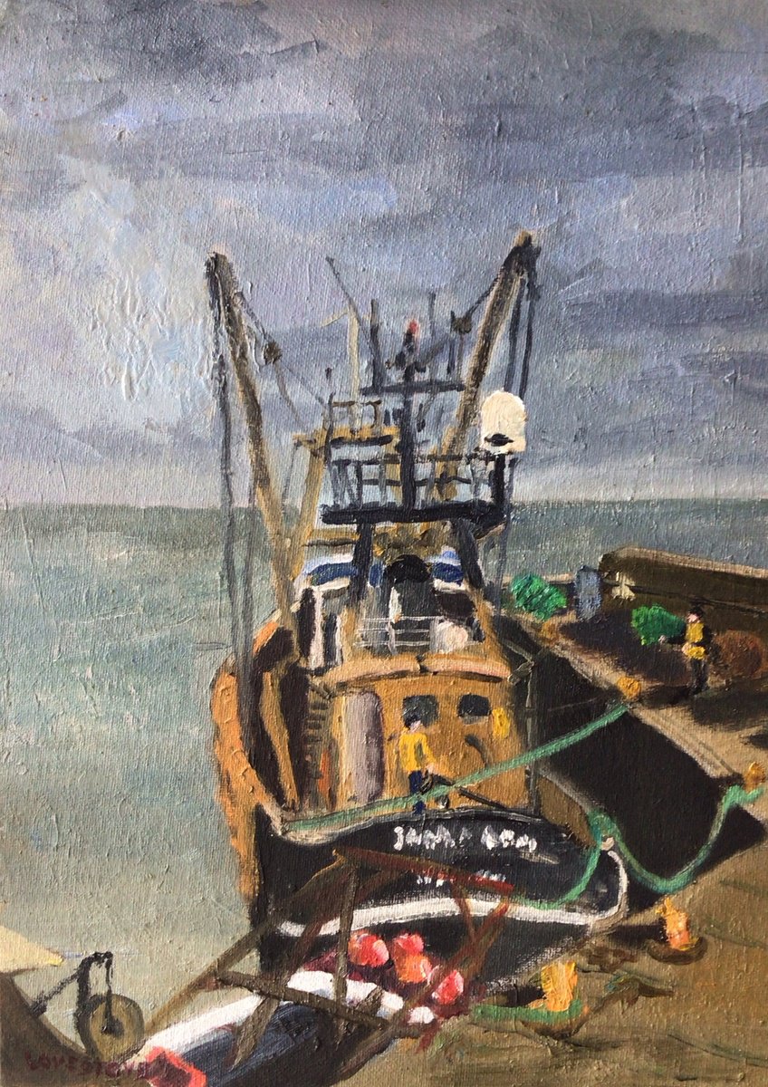 Impressionistic Landscape Oil Painting By Julian Lovegrove Art, 10 X 14", Fishing Vessel At Kilmore Quay, Original Artwork