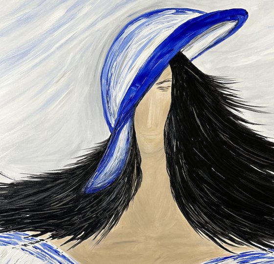 Une Présence — Blue Hat Woman Portrait