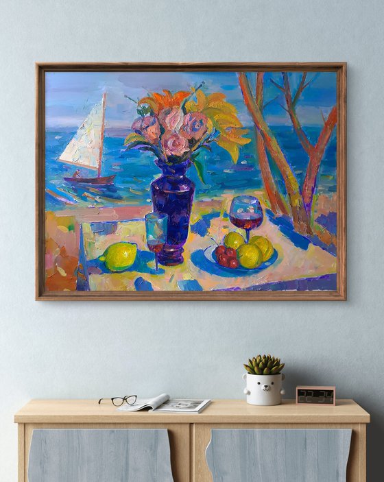 Still Life against the Background of the Sea