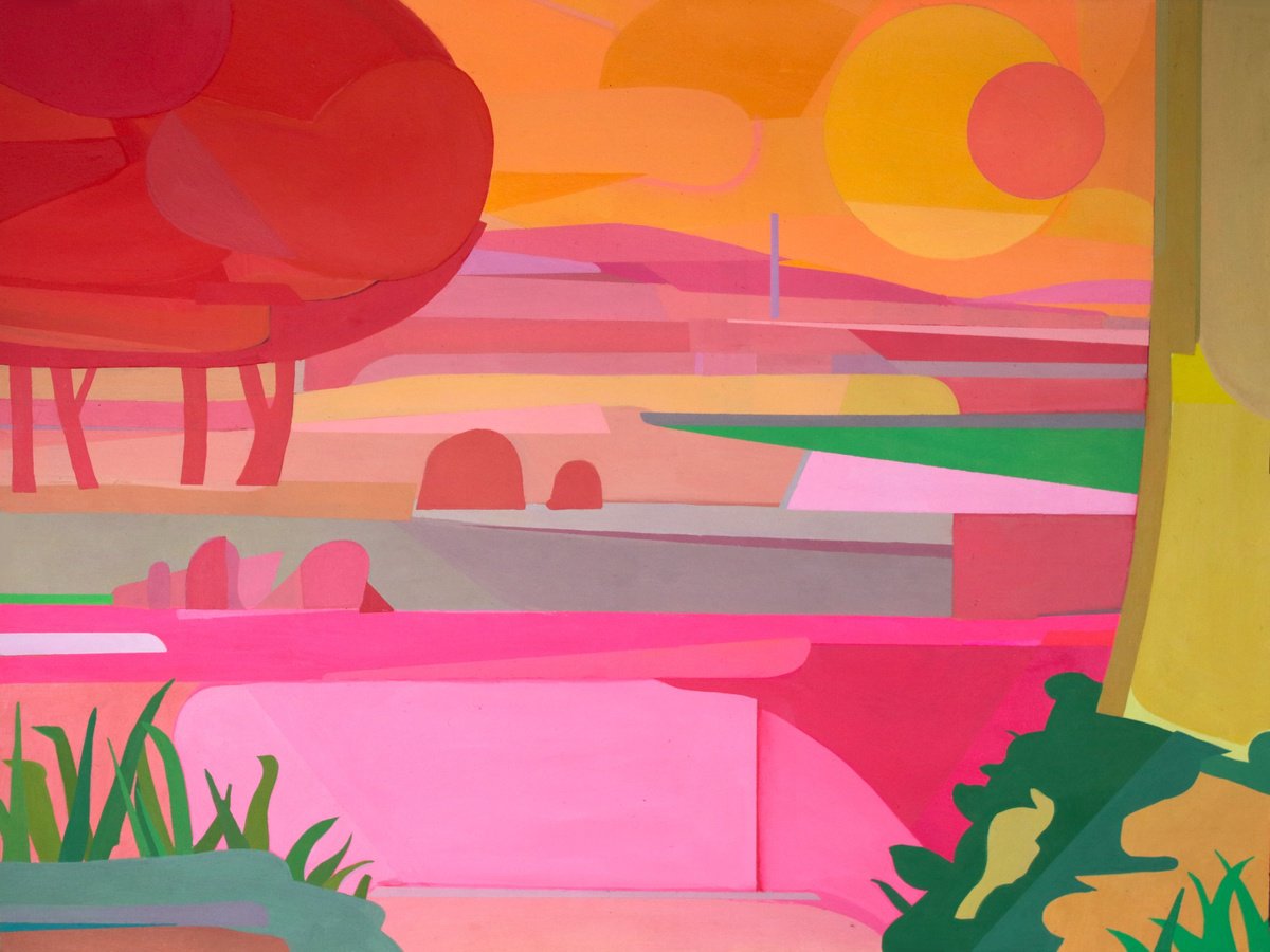 Impressionistic Landscape Acrylic Painting By Vast Swamp, 20 X 15", Hometown, Original Artwork