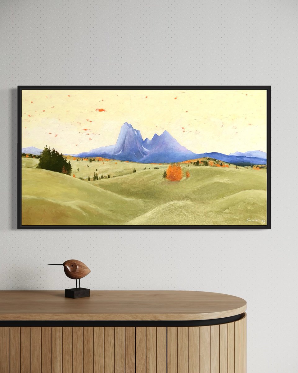 Impressionistic Landscape Oil Painting By Volodymyr Smoliak, 35 X 20", Dolomites, Original Artwork