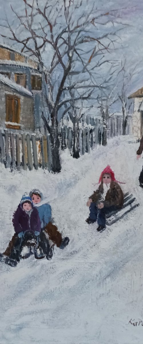 Winter on a street by Maria Karalyos
