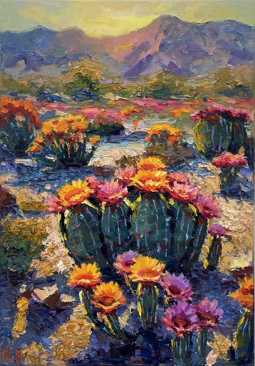 Impressionistic Landscape Oil Painting By Evgeny Chernyakovsky, 14 X 20, Arizona Canyon, Original Artwork