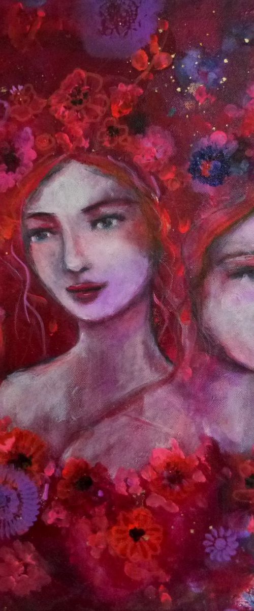 "Garden Whisperings." 50x50cm. by Loetitia Pillault