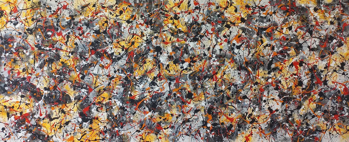 Abstract Acrylic Painting By Max Yaskin, 103 X 44", Theorem 2 By M.y., Original Artwork