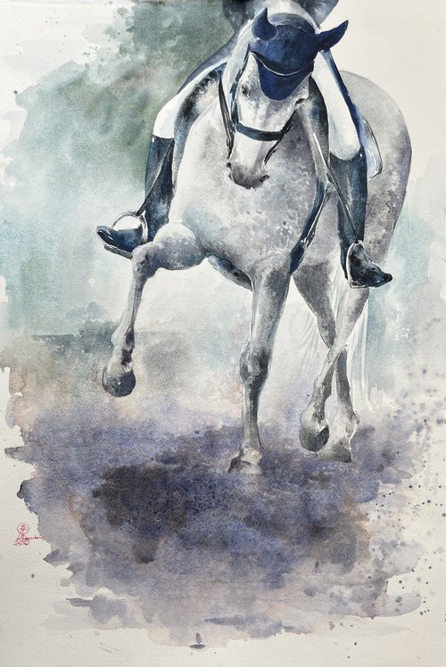 Equestrian sketch /Gray by Larissa Rogacheva