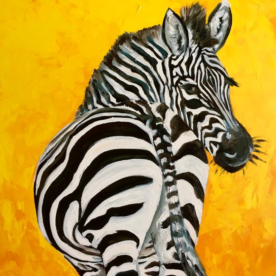 ZEBRA  on golden background.