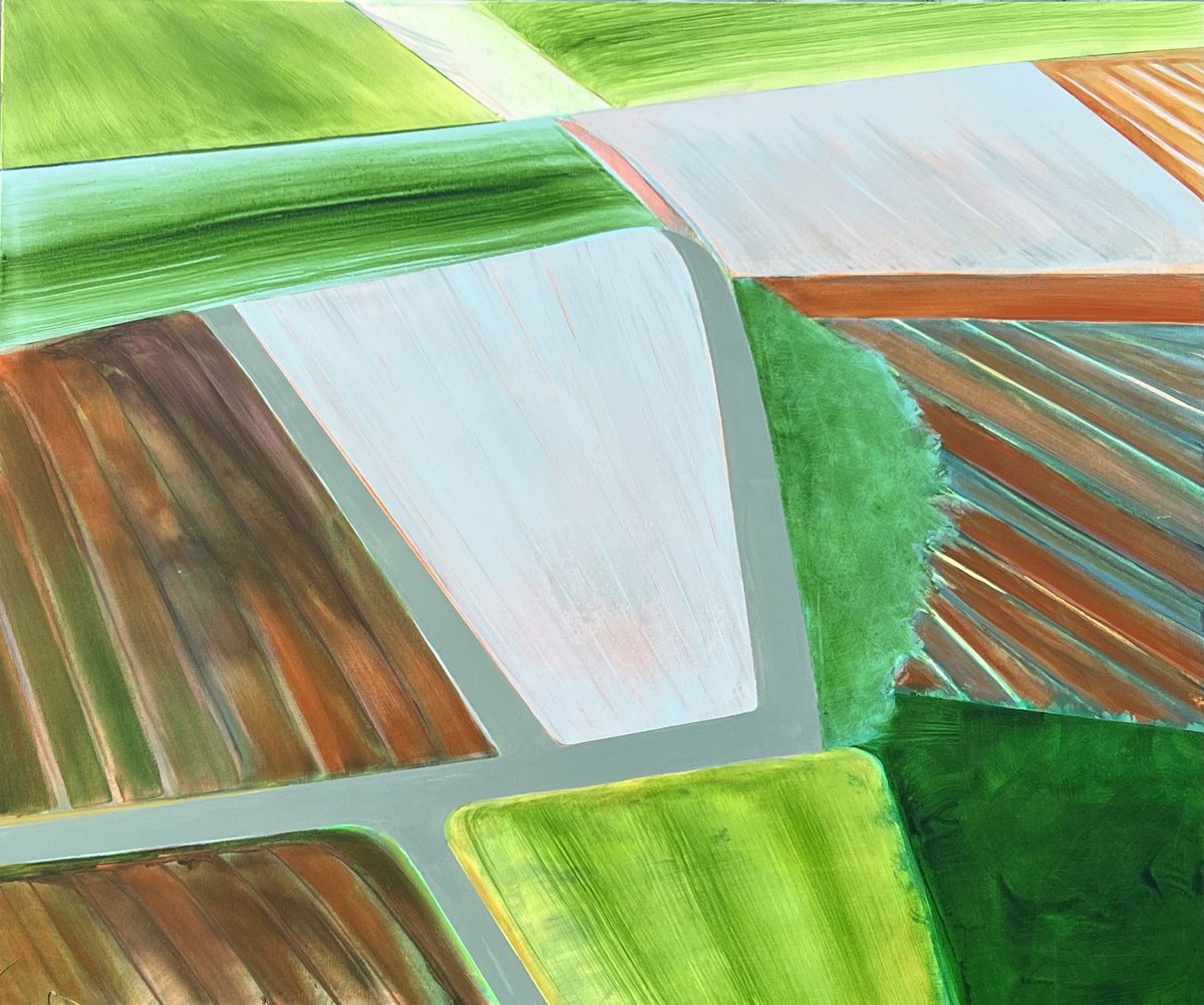 Organic Landscape Acrylic Painting By Katrin Roth, 49 X 41", Point Of View 1, Original Artwork