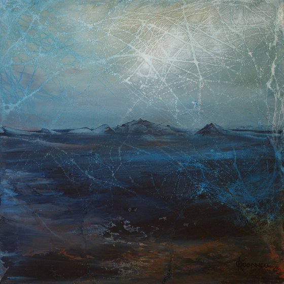 Caithness Starlight, moonlit Scottish landscape  in cool blues