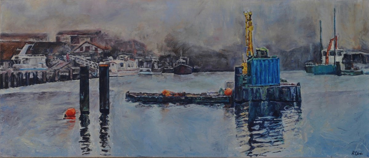 Impressionistic Landscape Oil Painting By Fuensanta Ruiz Urien, 28 X 12, La Niebla Que Nos Esconde, Original Artwork