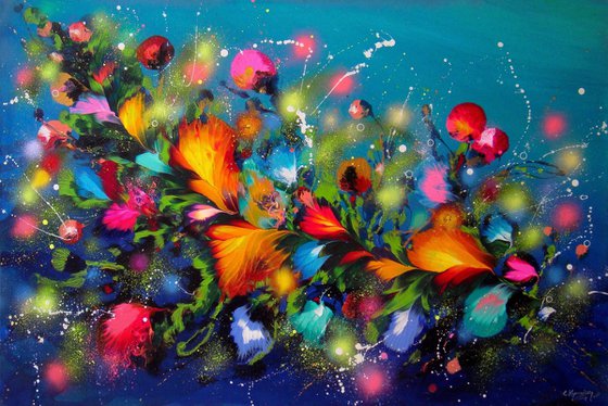 "Eden Evening Garden" Large Floral Painting