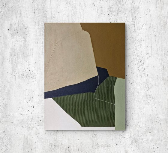"Vista" Green brown navy abstract textured