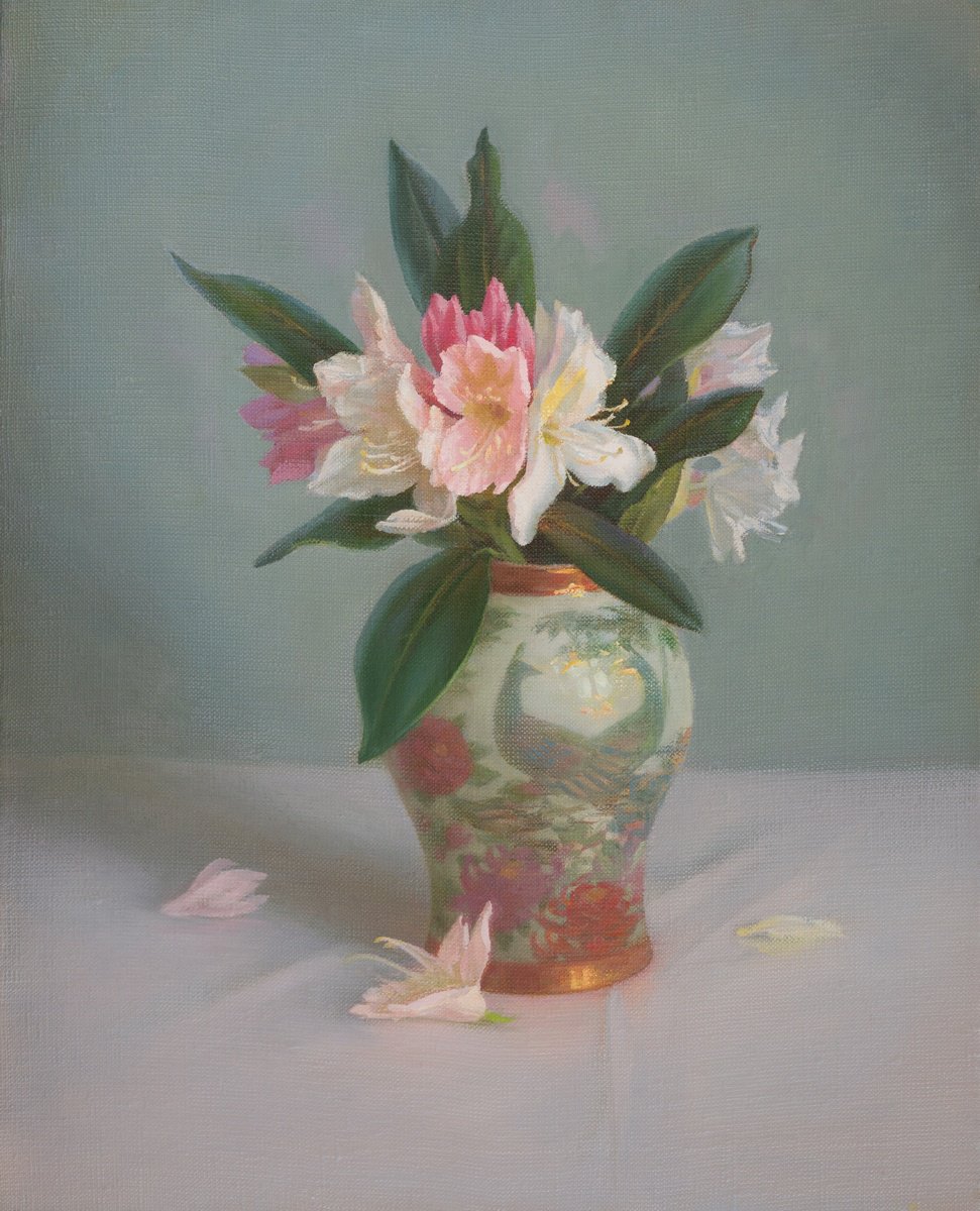 Photorealistic Still Life Oil Painting By Irina Trushkova, 14 X 17, Chinese Vase, Original Artwork
