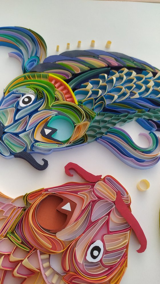 Playful Koi fish ( paper art)