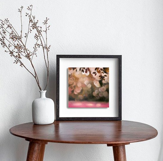 Soft Lights Floral Pink Green Gold Bokeh Art
