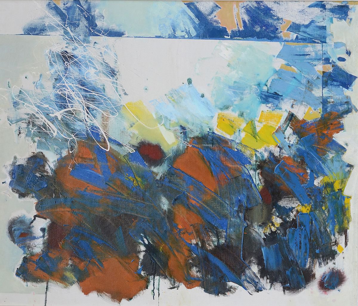 Expressive Abstract Oil Painting By Florina Breazu, 46 X 39, Concretization, Original Artwork