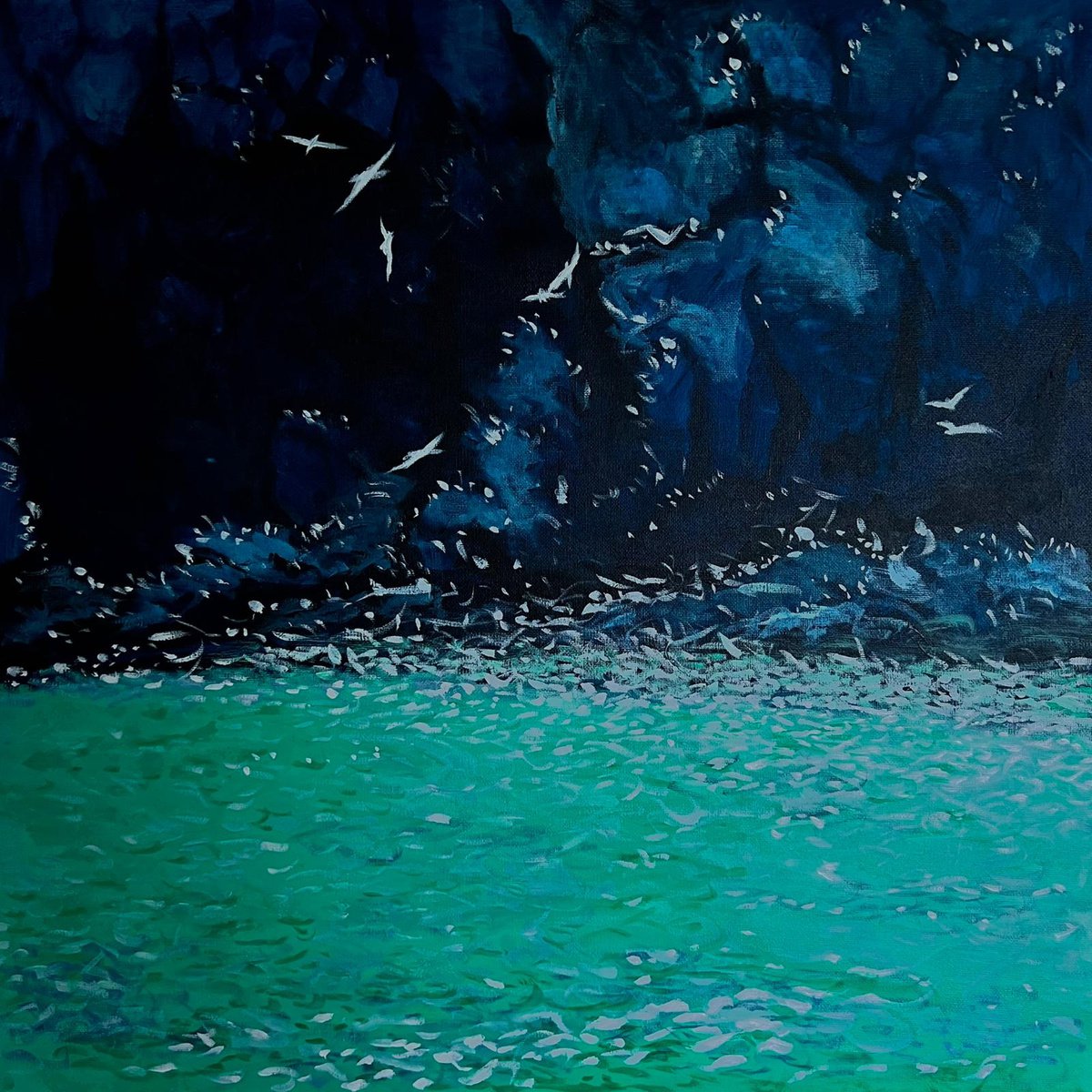  Cornish Cove And Gulls By Shabs Beigh, 24 X 24, Artwork For Sale On Artfinder