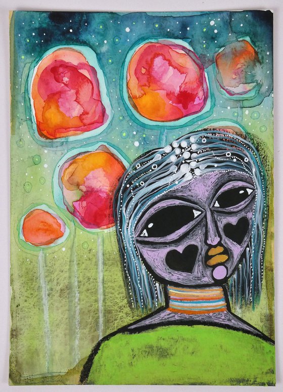 Portrait with flowers