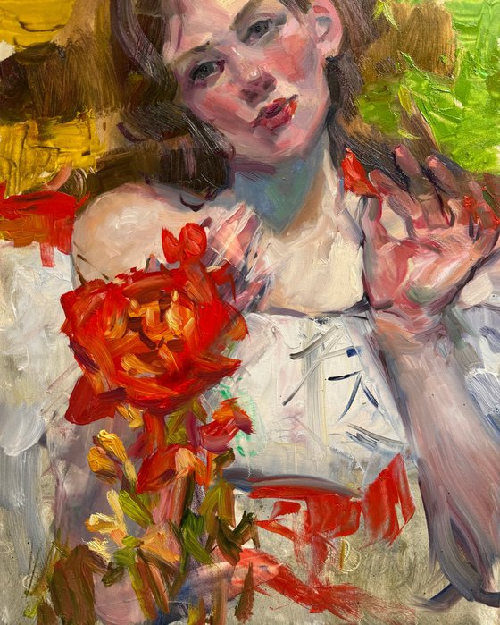A Girl with a Red Poppy