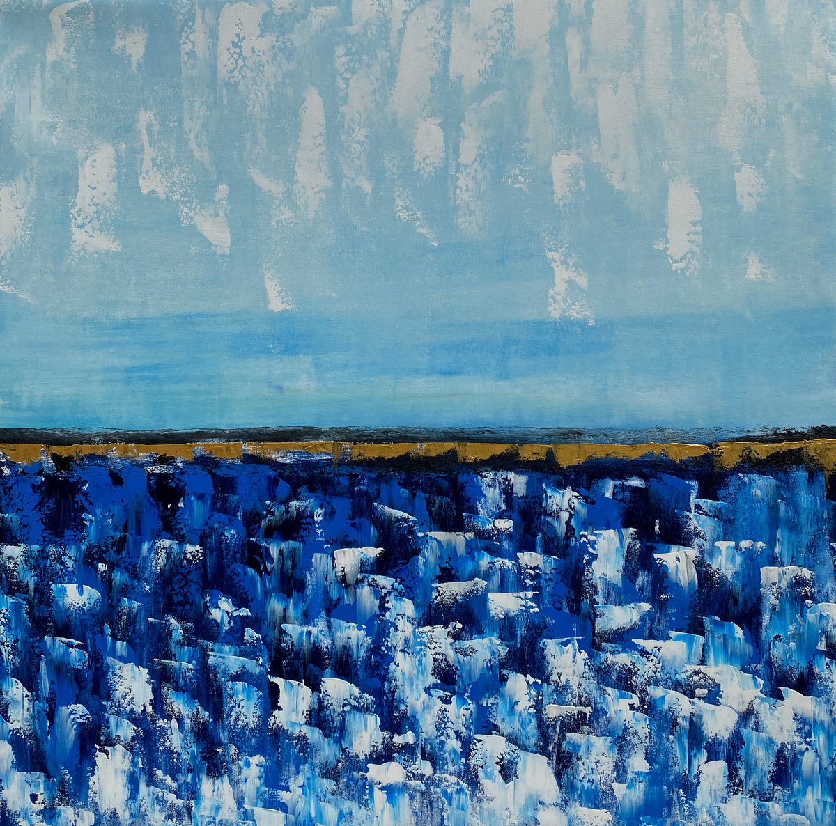 Abstract Acrylic Painting By Madhav Singh, 43 X 43", Cornflower Field, Original Artwork