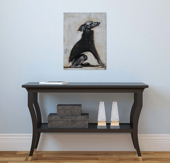 Whippet painting called Stillness