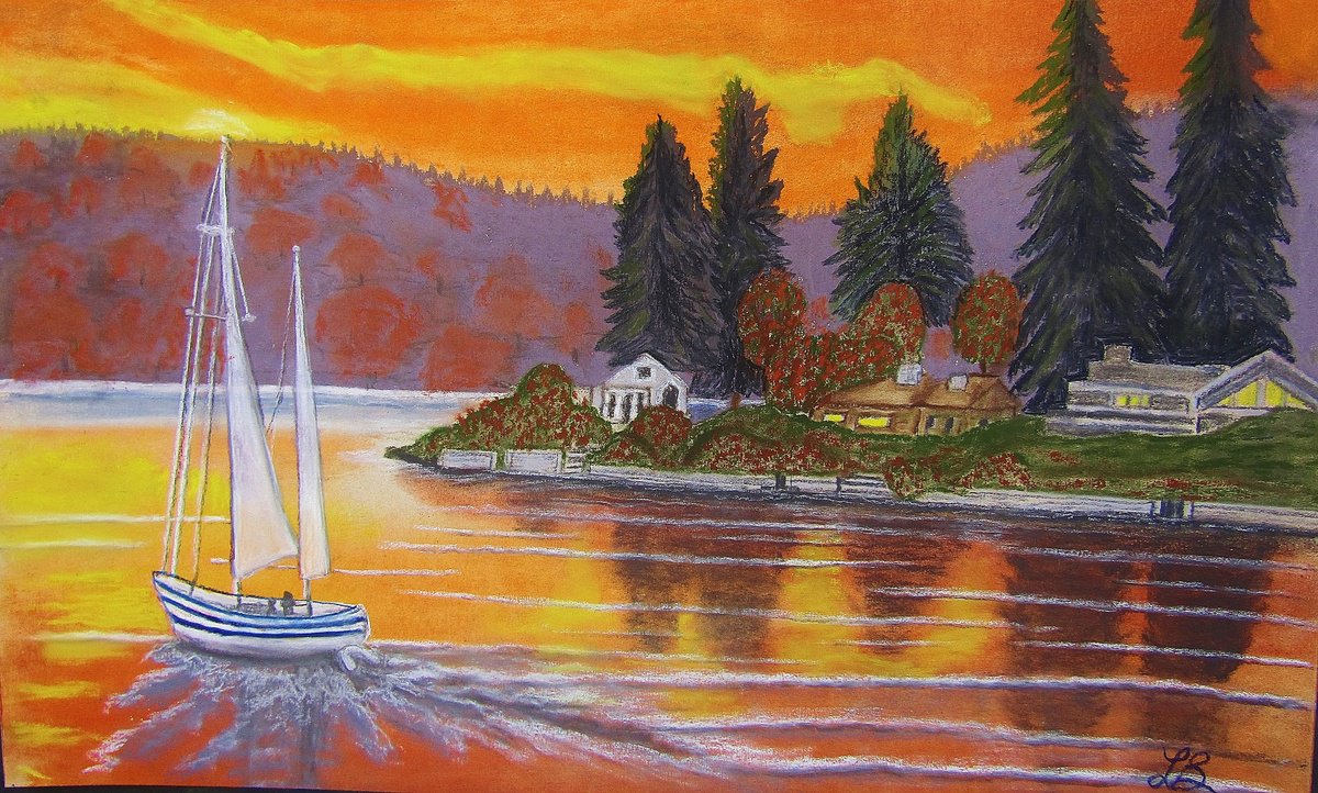 Sailing at Sunset by Linda Burnett