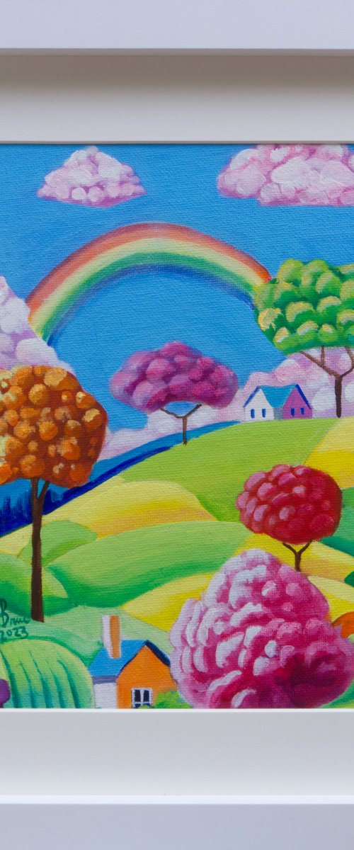 Rainbow Over Tranquil Hills by Gordon Bruce