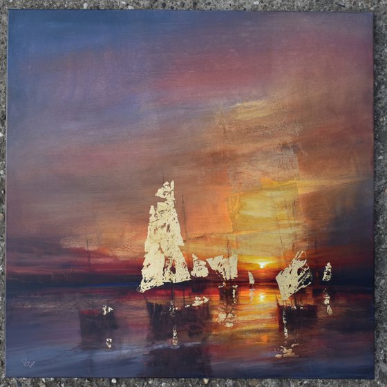 " Harbor of destroyed dreams - Delusions In A Golden Fleece " W 80 x H 80 cm