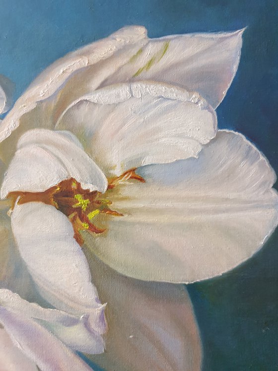 "White bouquet. "   flower  liGHt original painting  GIFT (2021)