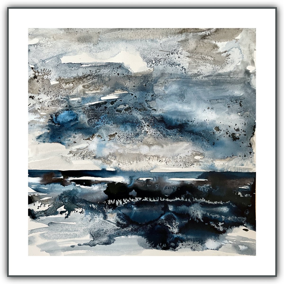 Abstract Landscape Watercolour By Gesa Reuter, 12 X 12, Wintering, Original Artwork