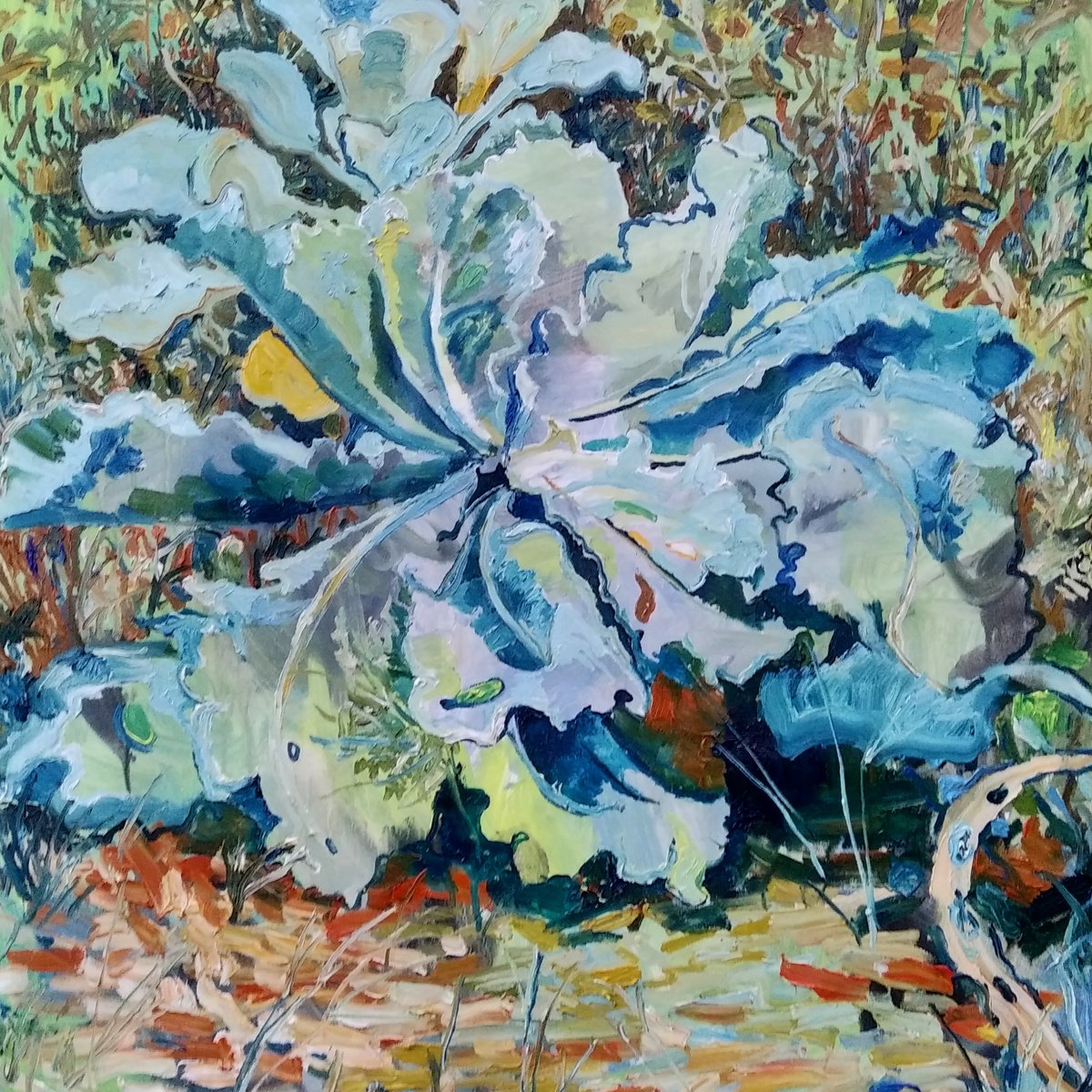 Impressionistic Botanical Oil Painting By Dominic Virtosu, 31 X 31, Inner Spirit, Original Artwork