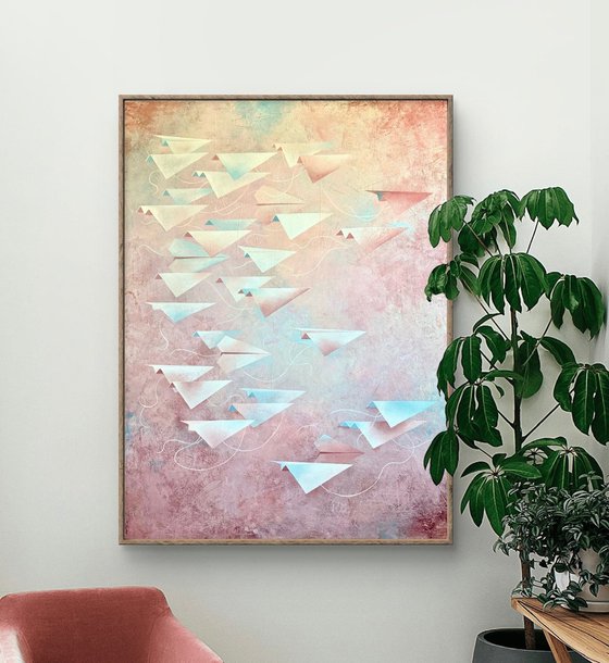 Paper Dreams in the Pink Sky, Origami # 1