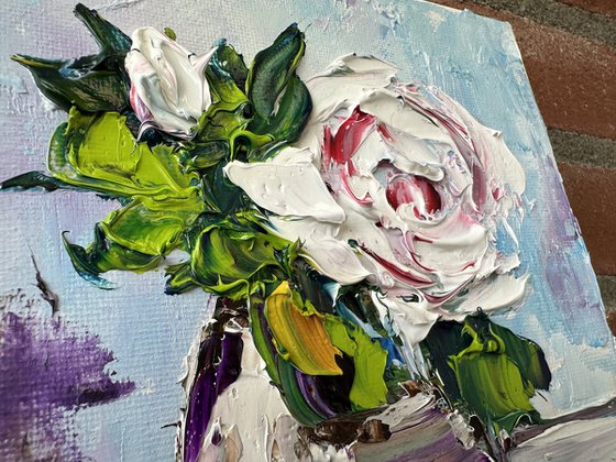 White Rose deep impasto
