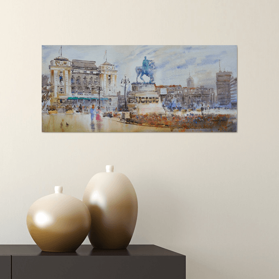 A day at Old Republic Square Belgrade 23x54 cm 2024