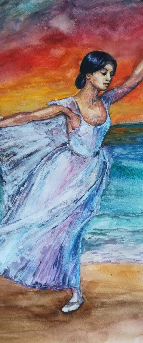 Seascape with Ballerina by Anastasia Zabrodina