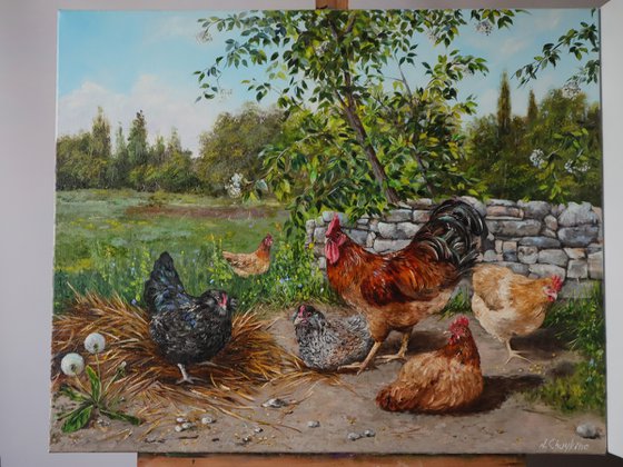 Chickens in the Backyard, Realistic Animals, Farm Life, Nostalgic