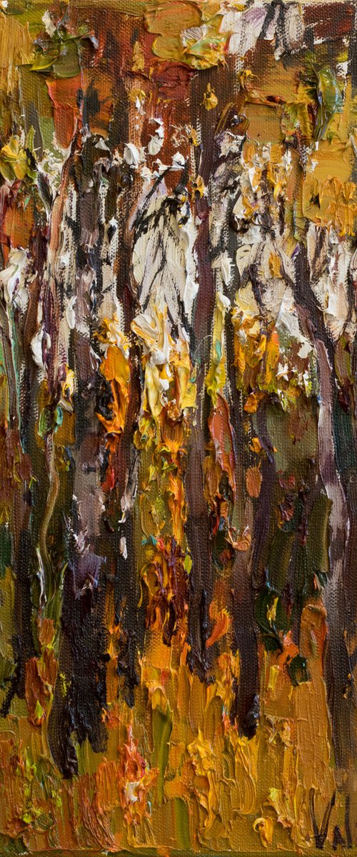 Autumn forest #2. Impasto  Landscape painting by Anastasiia Valiulina