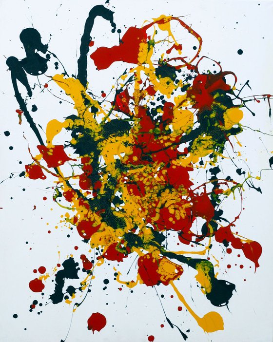 Abstract White Yellow Red Black Artwork