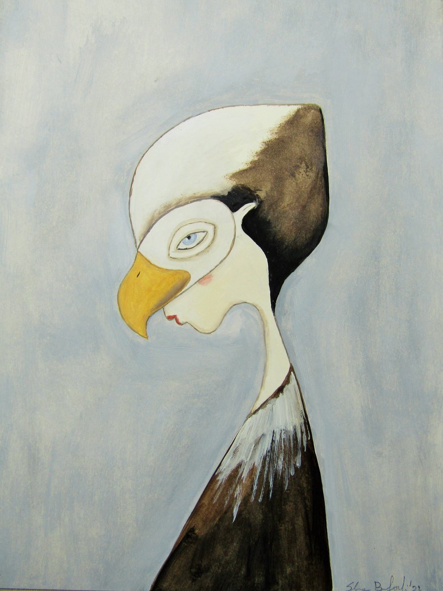Masquerade: the eagle - oil on paper by Silvia Beneforti