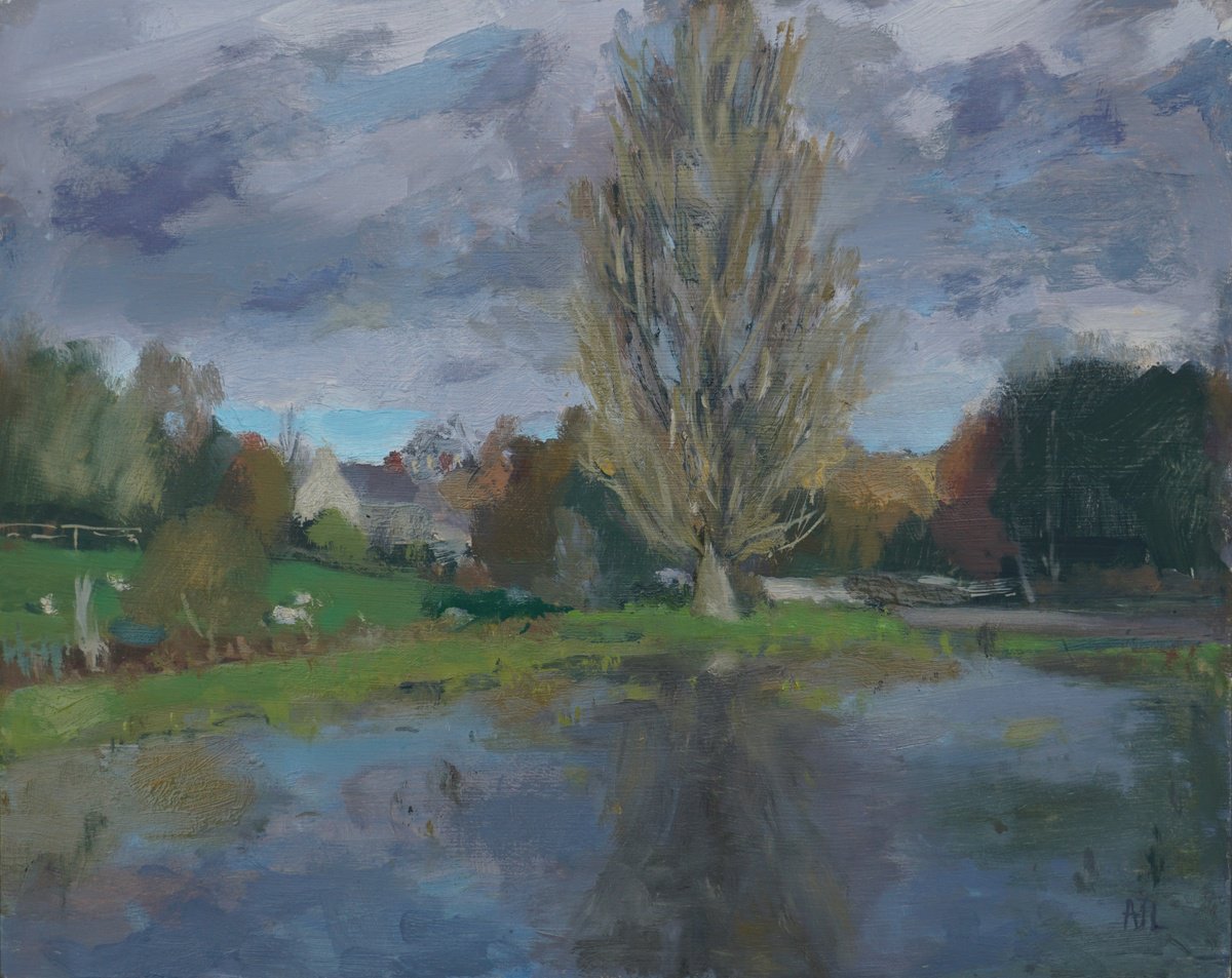 Impressionistic Landscape Oil Painting By Alex James Long, 12 X 9, Coln St Aldwyns, Original Artwork