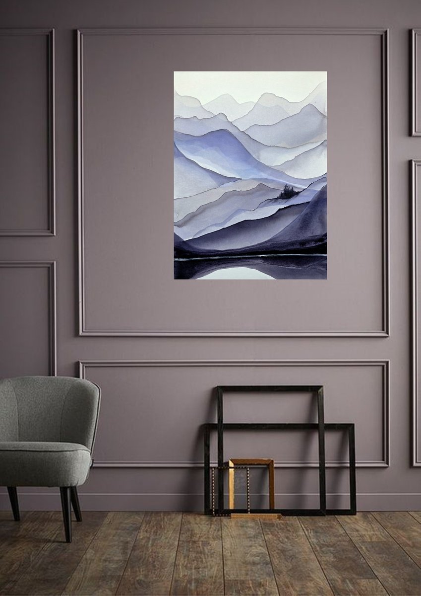 Impressionistic Abstract Acrylic Painting By Danijela Dan, 24 X 31, Tranquility Of Distance V, Original Artwork