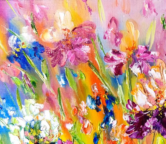 MESSENGERS OF BRIGHTNESS - Irises. Rainbow flower. Juicy colors. Flower meadow. Summer. Good mood. 3d flowers. Texture.