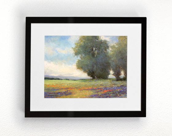 Spring Wildflowers, flower field impressionist landscape oil painting